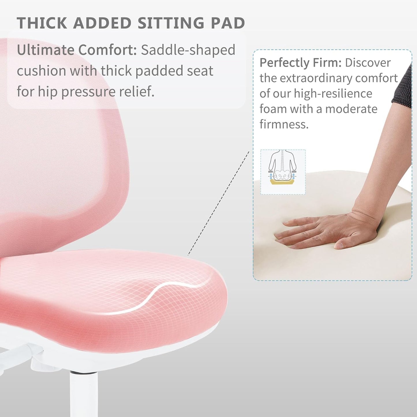 Kids Desk Chair, Boy's Girl's Child Children Study Office Computer Chair, Ergonomic Design, Adjustable Height and Seat Depth (Peach Pink)