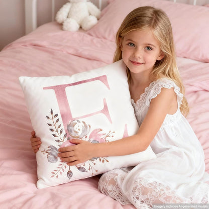 Pink Throw Pillow Covers Cute Alphabet Decorative Cushion Covers Square Letter Throw Pillows Protectors for Sofa Couch Bedroom Chair Home Decor 18 x 18 Inch(X)