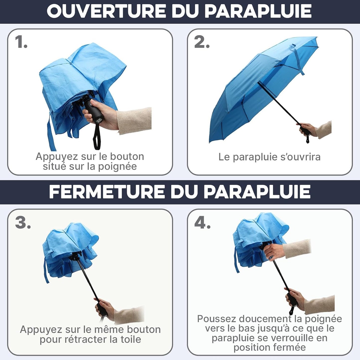 ZENO Travel Umbrella Compact - Small Umbrella for Backpack & Purse, Portable Automatic Umbrellas for Rain, Windproof, Reinforced Fiberglass Ribs, Water-Repellent Teflon