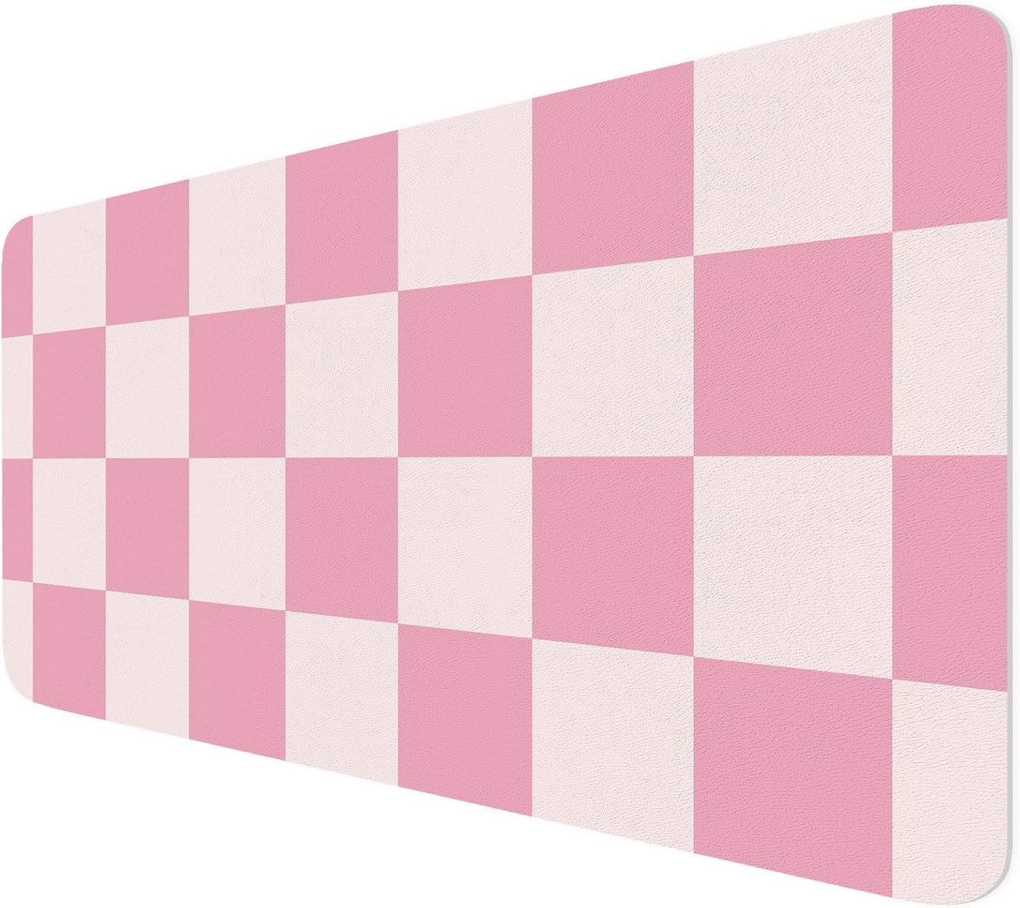 BLESWIN Large Desk Mat with PU Leather 35.4" x 15.7", Non-Slip Office Desk Pad, Waterproof Desk Writing Pad for Office and Home (Pink Plaid, 35.4 x 15.7 in)