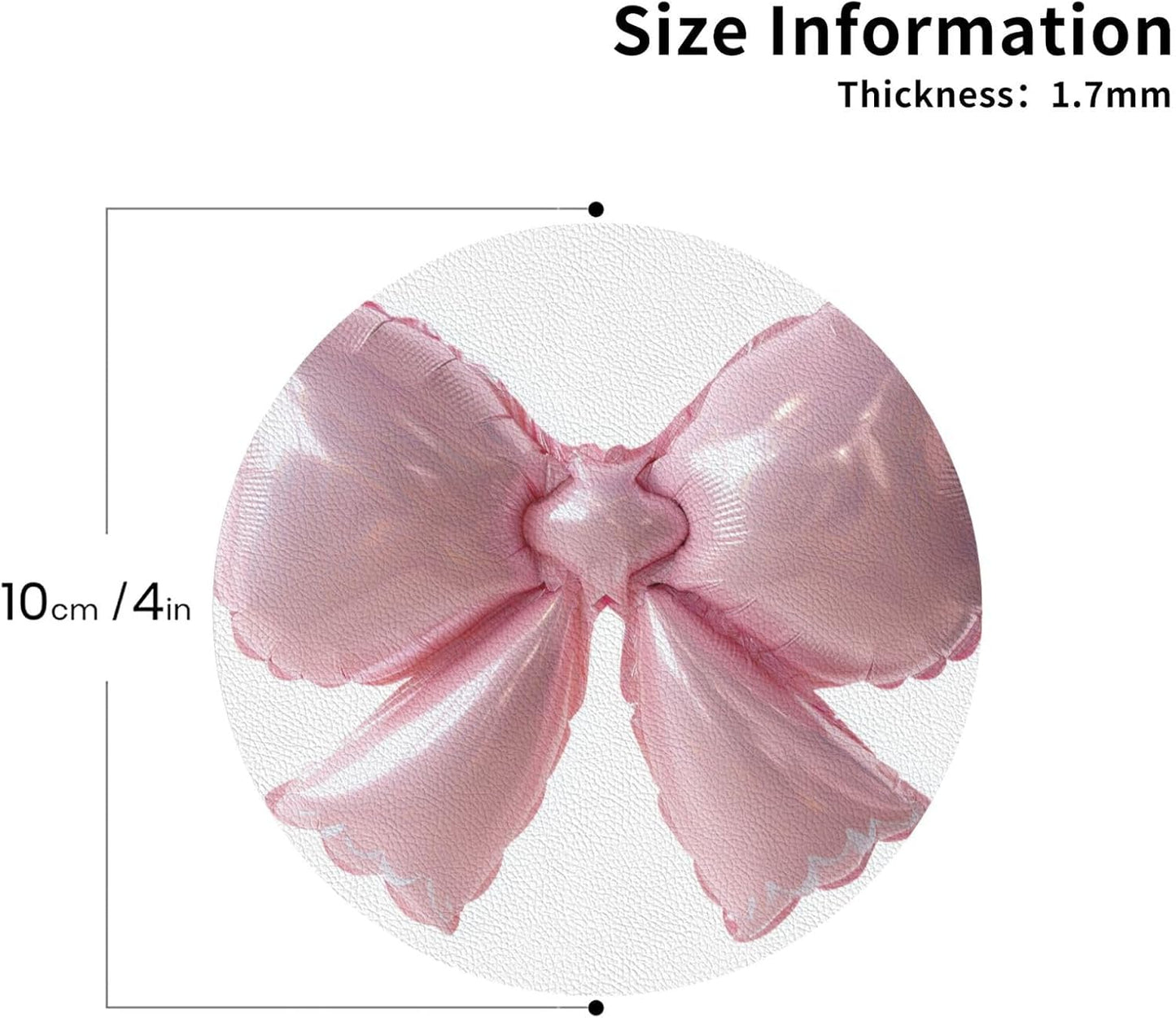 Light Pink Bow Balloon Drinks Coasters Set of 4 Leather Drink Coasters for Tabletop Protection Heat Resistant Bar Cup Mat Pad