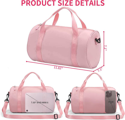 Ballet Dance Bag Mini Gym Bag Lightweight Small Duffle Bag 10L Cute Crossbody Bag for Yoga Swimming Sport (Pink)
