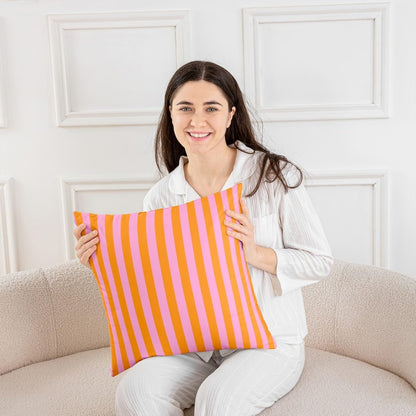 Feelyou Kids Pink Orange Throw Pillow Covers 24 x 24-Inch Set of 2 Abstract Decor Pillowcase for Boys Girls Teens Bedroom Decor Stripes Cushion Case Soft Microfiber Women Men Geometric Indoor Outdoor