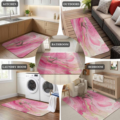 Living Room Rug Minimalist Style Modern Pink Waves Area Rug Washable Rugs for Bedroom Dining Room, Abstract Art Non-Slip Absorbent Floor Carpet Area Rugs 47x63in