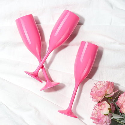 XUWAIDSGN Champagne Flute Acrylic Champagne Glasses Wedding Toasting Champagne Flute Goblet Plastic Reusable Unbreakable Champagne Cups for Bachelorette Wedding Bridal Shower Party (Pink, 24)