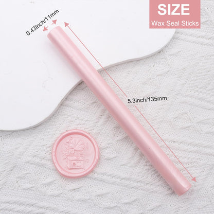 12pcs Wax Seal Sticks, HOSEALING 3 Colors Pink Sealing Wax Sticks Kit for Wax Seal Stamp, Pearl Pink Glue GUE Sticks Set for Wedding Invitations, Letter Sealing (Kit 15)