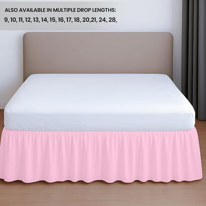 SGI bedding 18 Inch Drop Ruffled Bed Skirt Full Size - Classic Gathered Styling, Platform Style Dust Ruffle with Secure Fit, Split Corners, Wrinkle-Resistant Microfiber - Pink