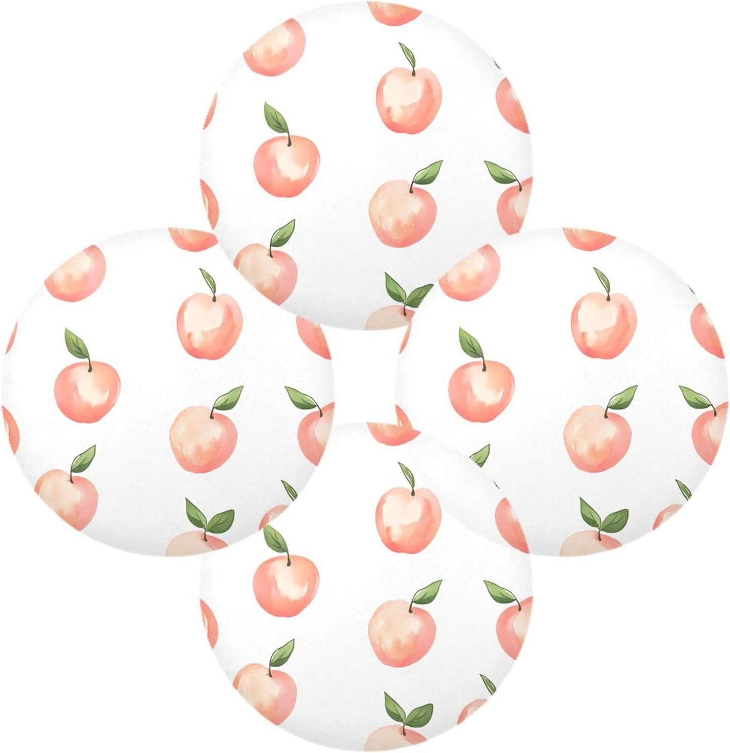 Peach Pattern Round Placemats Set of 6 for Dining Table, 15 Inch Non-Slip Washable Heat-Resistant Table Mats for Party Kitchen Dining Decoration