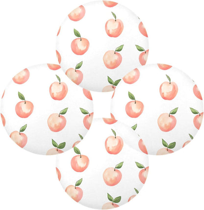Peach Pattern Round Placemats Set of 6 for Dining Table, 15 Inch Non-Slip Washable Heat-Resistant Table Mats for Party Kitchen Dining Decoration