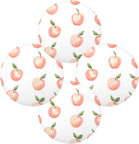 Peach Pattern Round Placemats Set of 6 for Dining Table, 15 Inch Non-Slip Washable Heat-Resistant Table Mats for Party Kitchen Dining Decoration