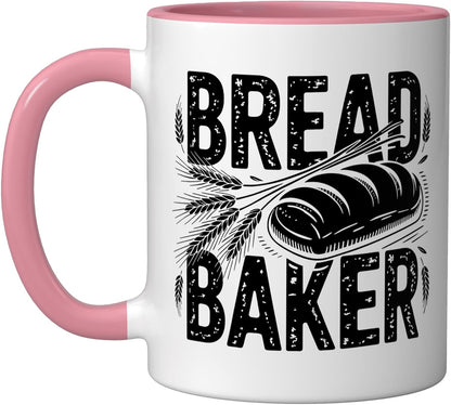 Heartbeat Ecg Line Dutch Oven Bread Loaf Baker Baking Pulse Ceramic Mug, Pink/White