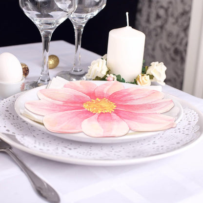 Qilery 100 Pcs Flower Shaped Napkins Disposable Floral Paper Napkins Summer Decorative Flower Tableware for Wedding Bridal Baby Shower Spring Birthday Dinner Party Decor(Pink)