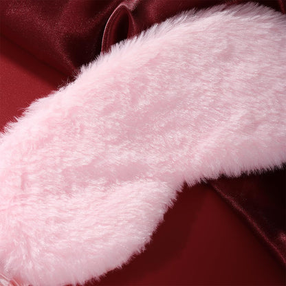 Plush Eye Mask Soft Sleeping Blindfold Furry Eye Cover Comfortable Satin Sleeping Mask Nap Night Eyeshade Cover for Women Men (Pink)