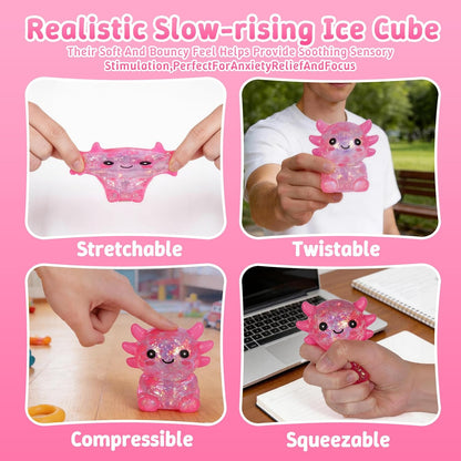 Squishy Toys Axolotl Squeeze Toy, Soft Sensory Squishy Toys for Stress Relief and Autism Support, Slow Rising Handheld Squishy Toys for Boys Girls Age 3+ (Pink)