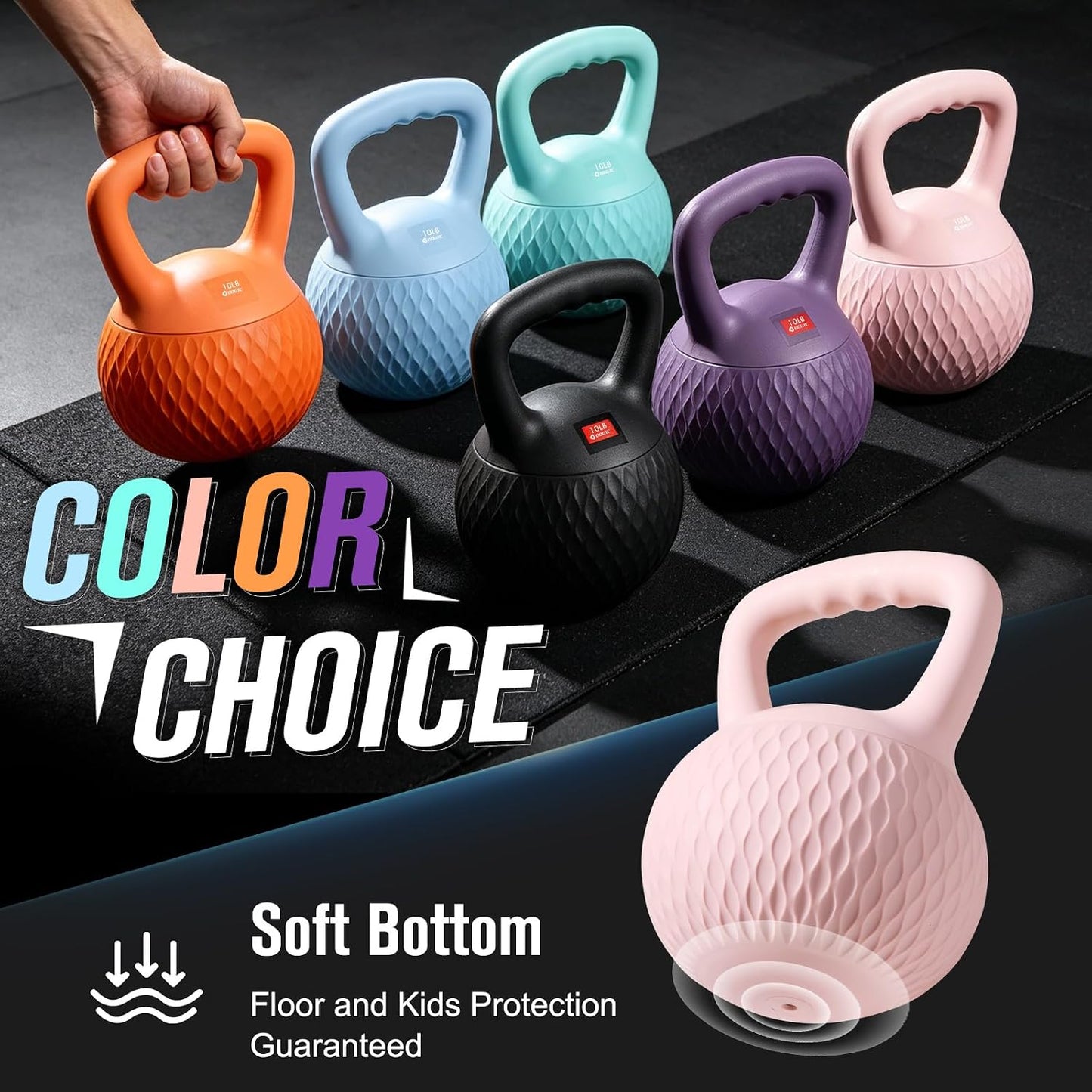 Soft Kettlebell, Kettlebells Cushioned Impact-Resistant Base and Anti-Slip Grip, Strength Training Kettle Bell for Women and Men, Home Workout