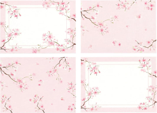 Topadorn Pink Cherry Blossom Placemats Set of 4, 18 x 12 Inch Woven Vinyl Placemats for Dining Table, Washable Heat Resistant Sakura Floral PVC Table Mats for Kitchen Patio