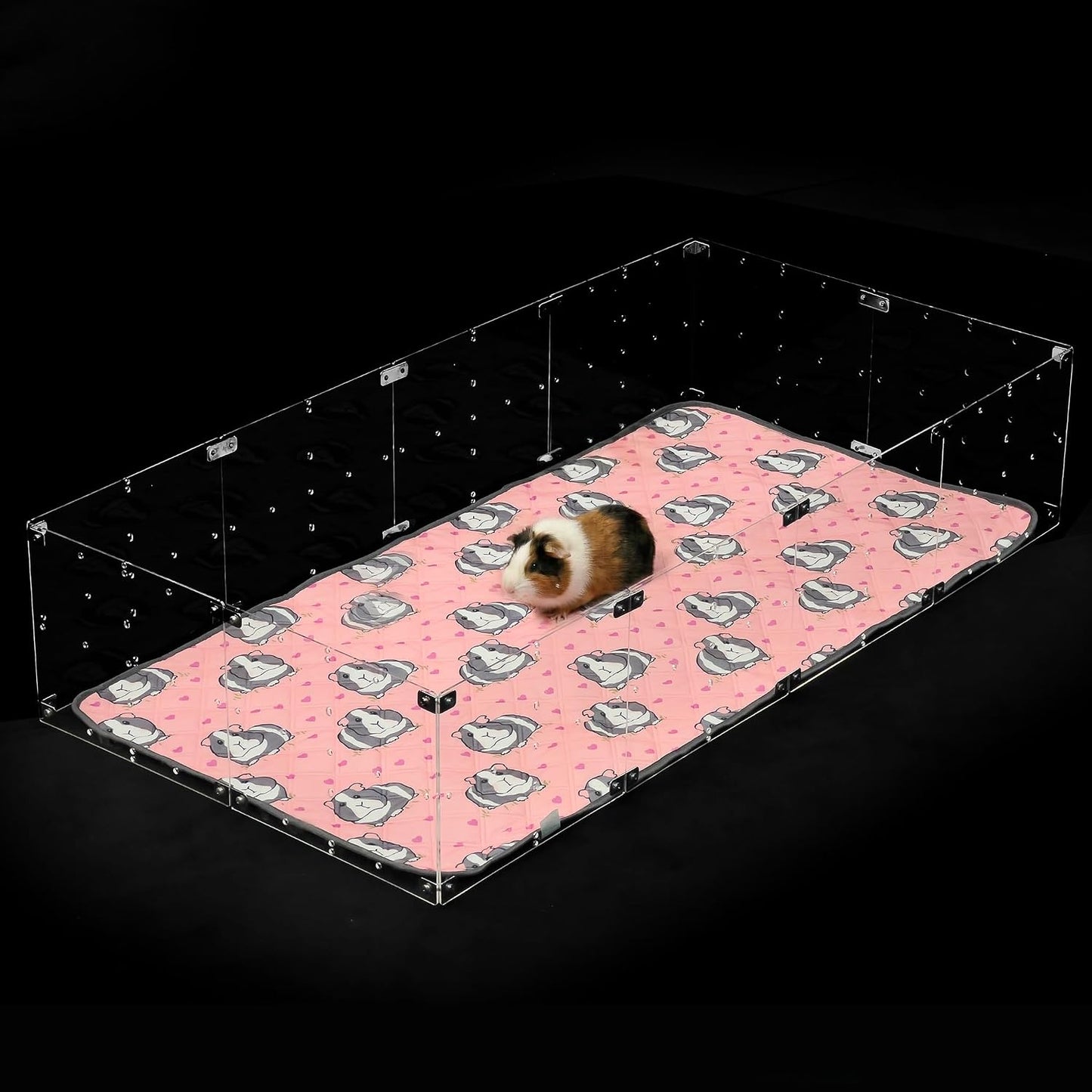 GuineaLoft™ Guinea Pig Cage Liner 2-Pack - Pink, 47" x 24" Reusable Washable Bedding, Absorbent & Waterproof Pee Pad for Model-A & C&C Cages, Rabbits, Dogs, Cats & Small Pets