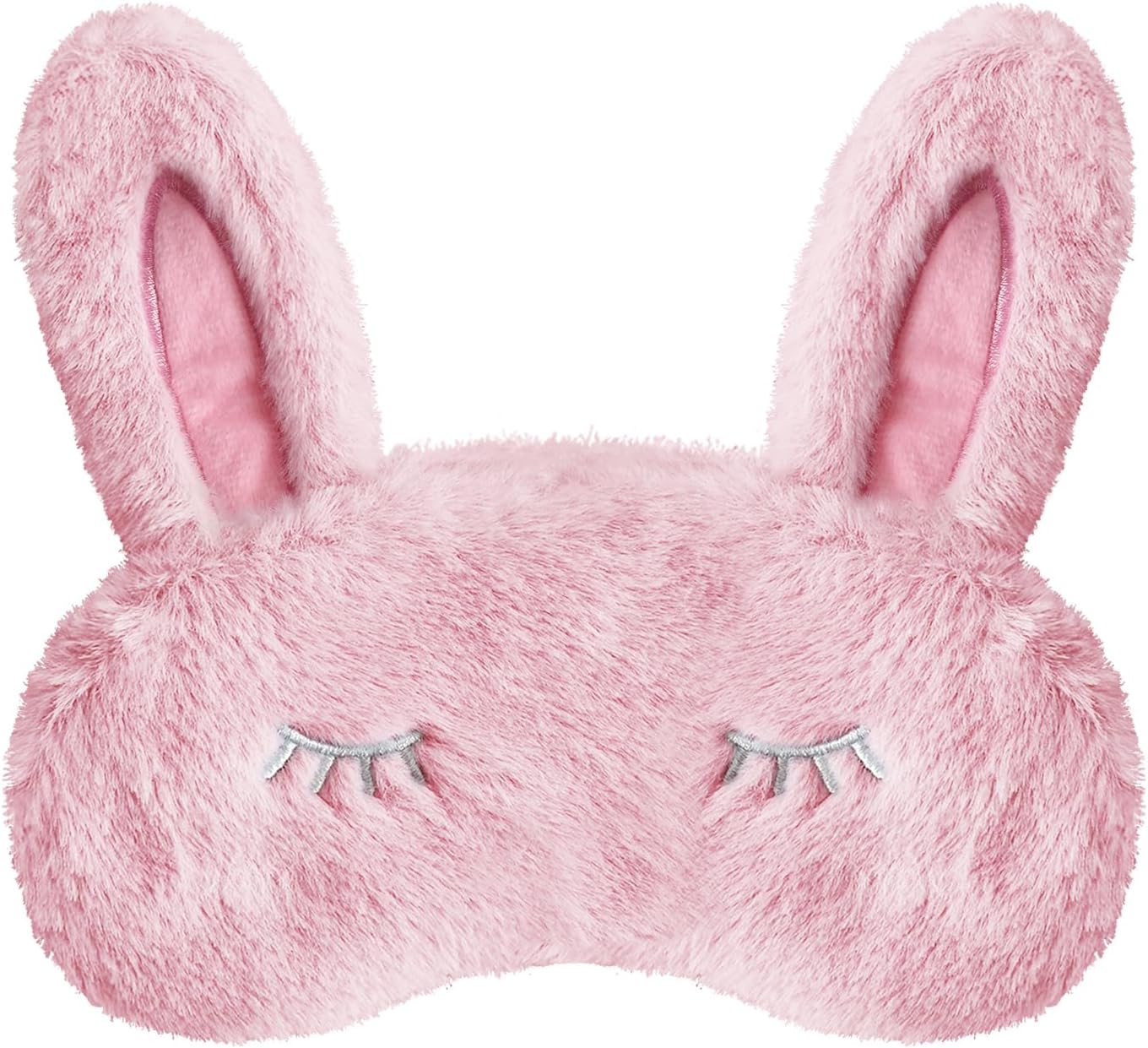 Cute Animal Sleeping Mask Sleep Mask, Soft Plush Rabbit Eye Mask for Travel Nap Sleeping Blindfold Eye Cover Eyeshade for Adult Kids Girls Teens Men Women - Rabbit, Pink