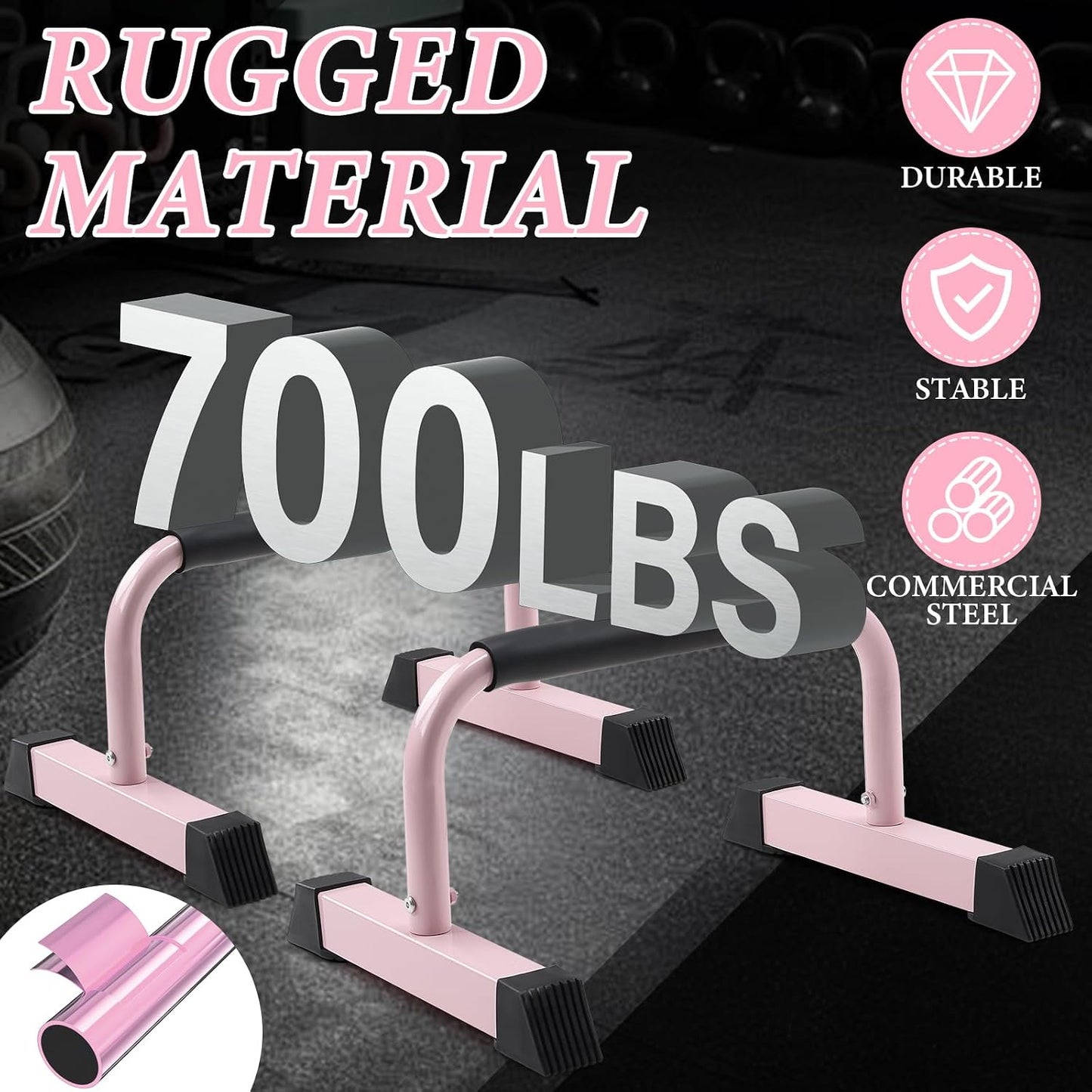 Push Up Bar, 700 LBS Potable Dip Bar with EVA Handle for Home GYM Gymnastics Calisthenics Equipment Apartment Courtyard Balcony Exercise Fitness Upper Body Arm Back Man Woman Kid