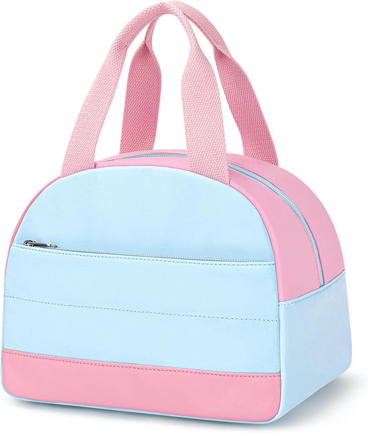 Lunch Box Lunch Bag for Women Men, Leakproof, Insulated Lunch Box Kids Tote with Large Capacity, Cooler Lunch Bag for Girls Boys for Work/Office/School (M-Pink and Blue)