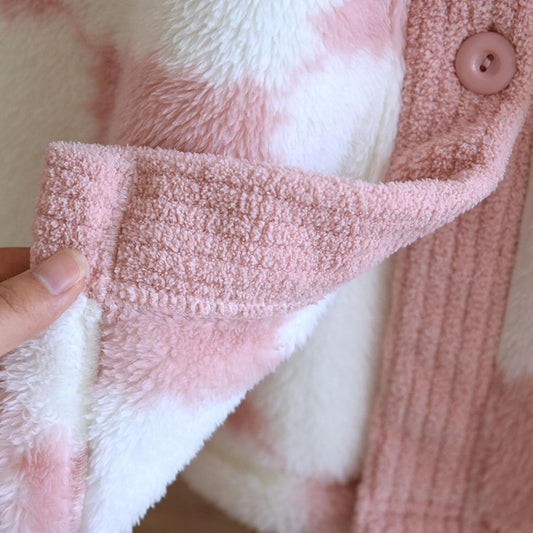Lmdudan 2025 Womens Long Fleece Robe Checkered Bathrobe with Pockets Soft Sleepwear Nightgown Fluffy Plush Bathrobe