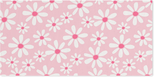 Pink Daisy Floral Beach Towel 60x30 Inches, Daisy Flower Swim Pool Bath Towels for Women Girls Bathroom Swimming Pool Travel Camping, Flower Oversized Beach Towels