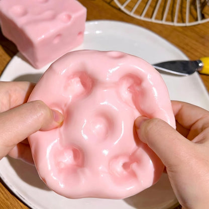 Yellow Squeeze Cheese Squishy - Squeeze Luck Cheese Squishy Skin Soft , Soft Novelty Slow Rising Sensory Cheese Stress & Anxiety Relief Fidget Toys (Pink, M(6cm))