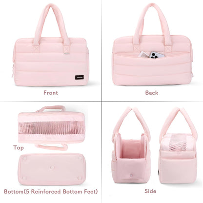 Dog Purse Carrier for Small Dog Cat Rabbit up to 13 lbs, Lightweight Portable Soft Sided Pet Purses, Quilted Puffy Tote Puppy Carrier with Large Pockets for Hiking, Travel, Vet Pink