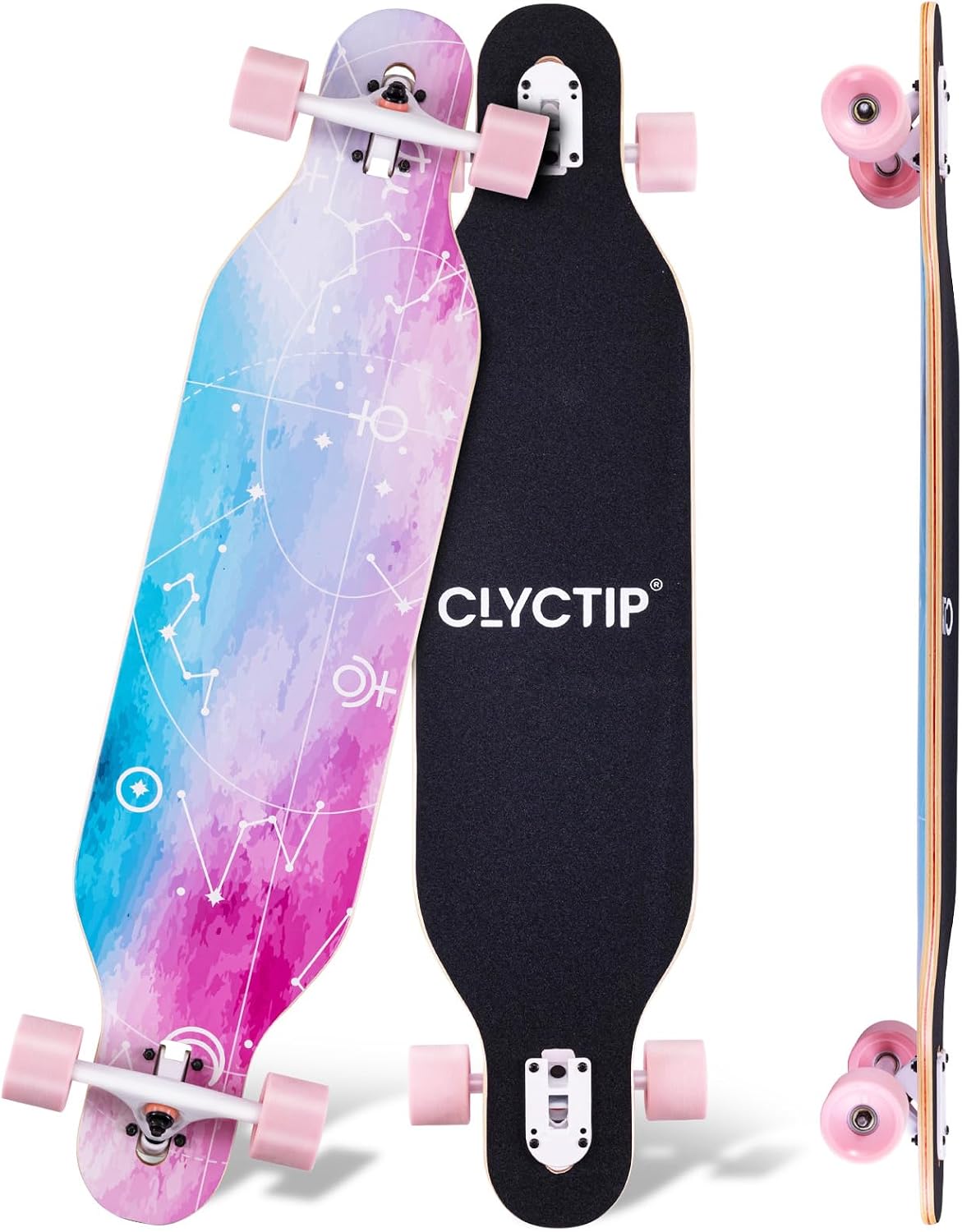 CLYCTIP 41 Inch Longboard Skateboard,9-Ply Maple,ABEC-11 Bearings,Complete Skateboard for Cruising, Carving, Downhill and Free-Style