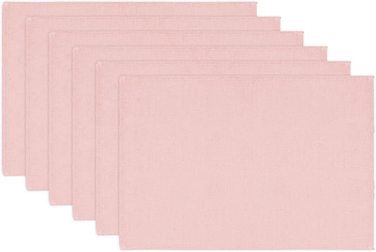 JarThenaAMCS 6Pcs Pink Placemats Heat Resistant Waterproof Linen Table Place Mats Decorative Dinner Mats for Home Kitchen Wedding Banquet Party Dining Table Decor