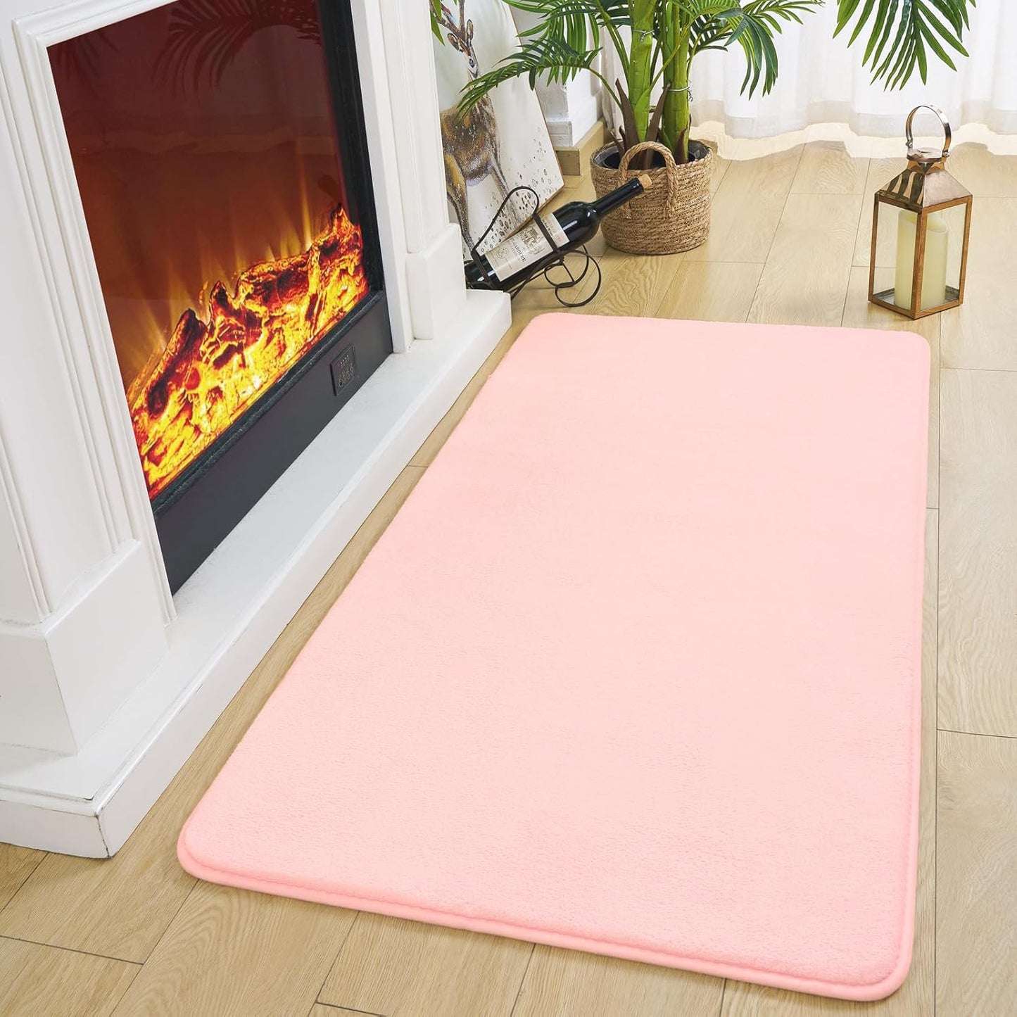 Amearea Modern Washable Runner Rugs, 2x4 Feet Pink Bedroom Runner Rug, Small Area Rugs for Bedroom Living Room, Non Slip Memory Foam Rug for Hallway Entryway Kids Boys Girls Room Laundry Room