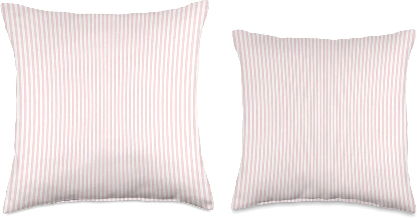 Soft Blush Pink Pinstripe in an English Country Garden Throw Pillow