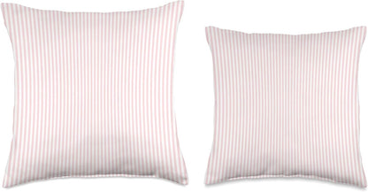 Soft Blush Pink Pinstripe in an English Country Garden Throw Pillow
