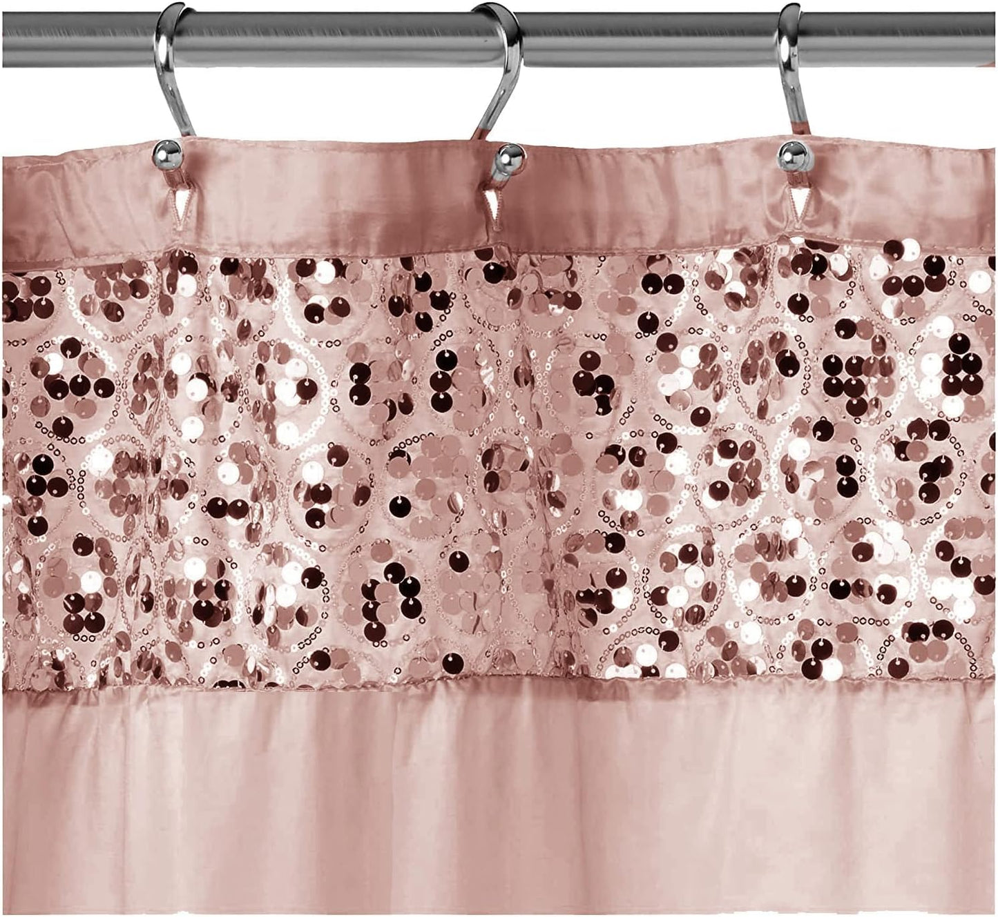 Zahari Home Sinatra Bathroom Shower Curtain Glamorous Bling Fabric Shower Curtain, 72"x70", Blush