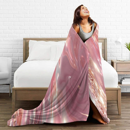 Pink Shiny Water Ripples Throw Blanket 80"X60" All Season Cover Ultra Soft Fleece Fuzzy Fannel Blankets for Couch,Bed Living Room Travel & Home Decor