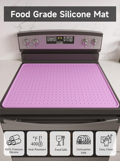 XiFEO Silicone Stove Top Cover for Electric Stove, Glass Stove Top Cover Protector, Flat Top Range Cover – Double as Dish Drying Mat, Coffee Bar Mat, Kitchen Stove Accessories, 28 x 20 in, Pink
