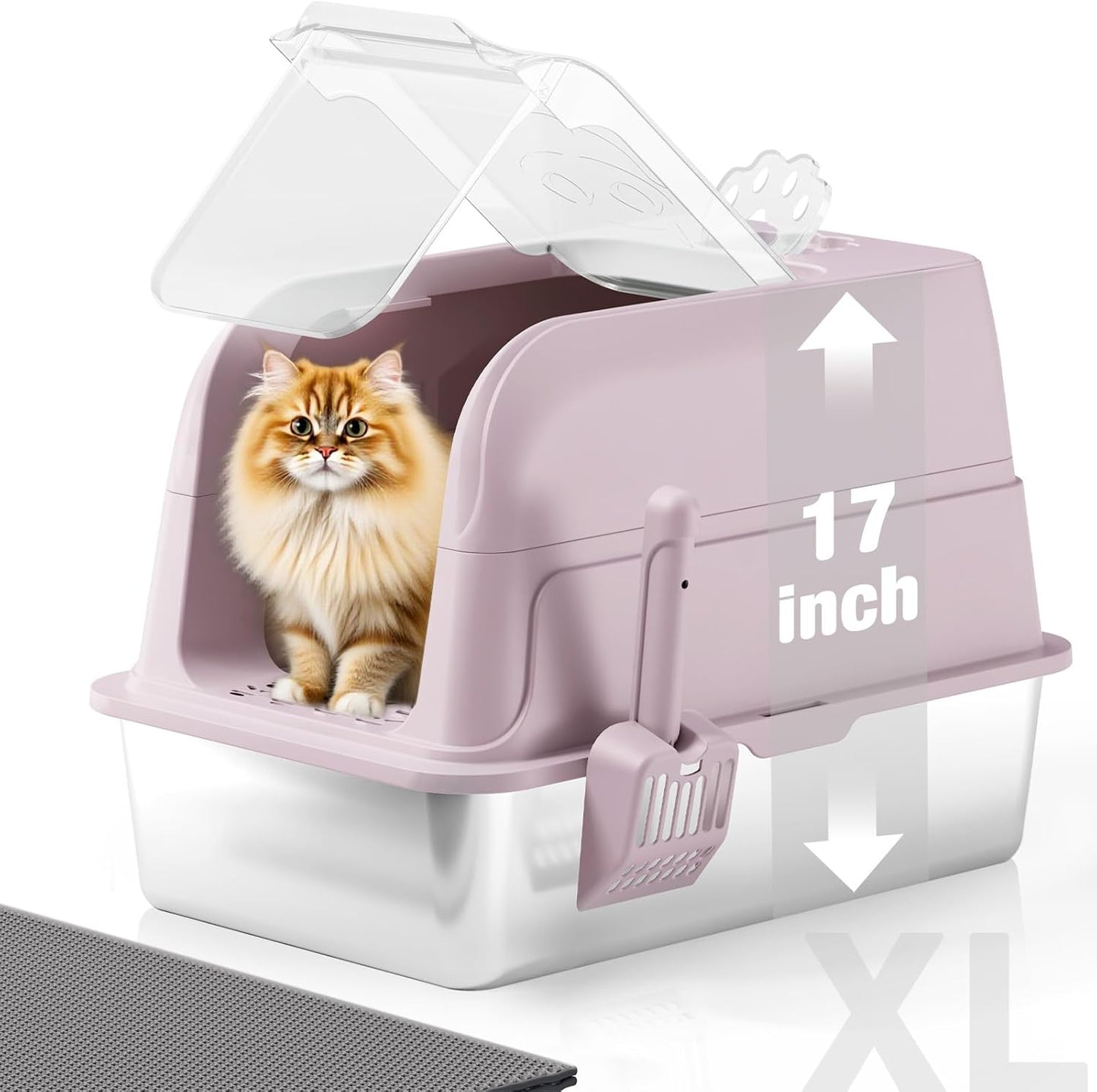 Stainless Steel Cat Litter Box, Cat Litter Box, Easy to Clean Metal Cat Box - Pink
