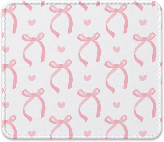 QIYUHOY Pink Bow Mouse Pad, Coquette Trendy Desk Mat Personalized Mouse Mat Design, Home Office Gaming Working,Gifts for Girls Women Female Friends,9.5x7.9 inches