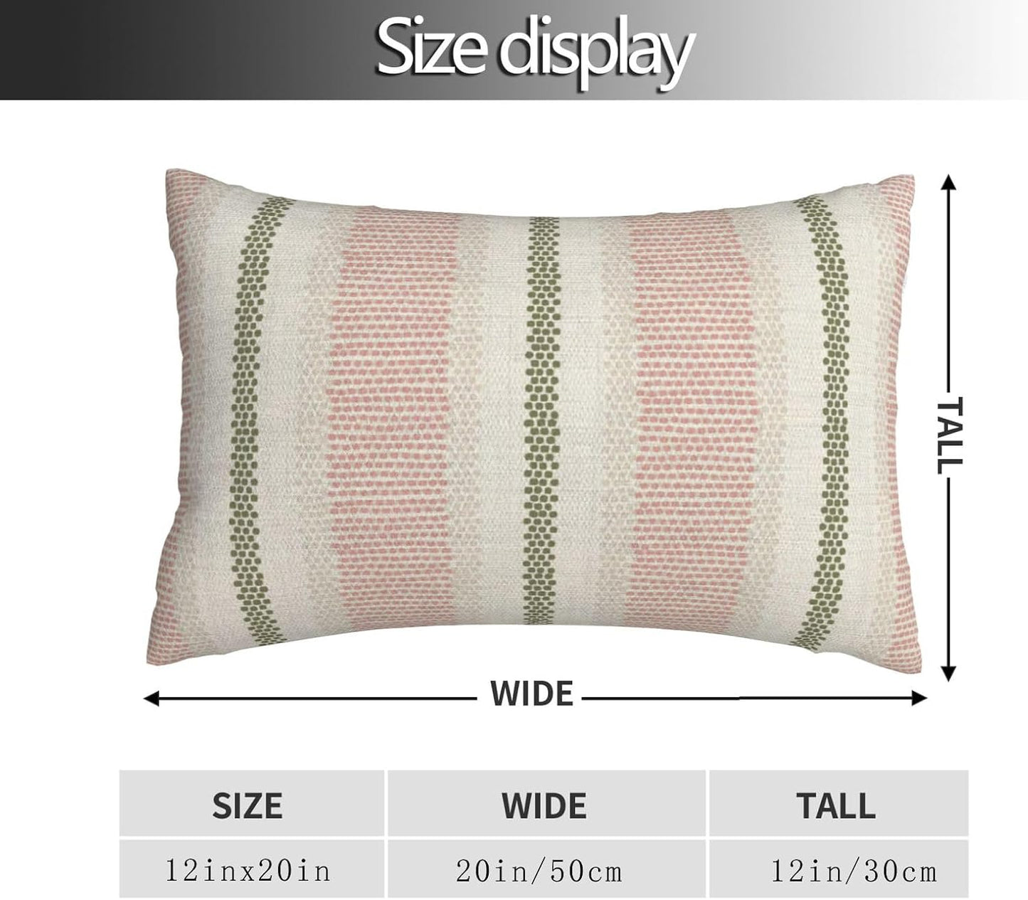 Boho Pillow Covers 12x20 Set of 2 Sage Green Pink Stripe Polka Dot Throw Pillow Covers Outdoor Decoration Modern Abstract Decorative Pillowcase Farmhouse Linen Lumbar Cushion Case for Home Sofa