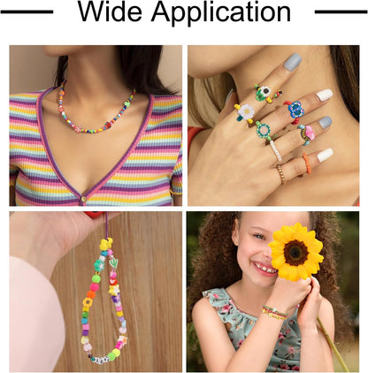 200pcs Polymer Clay Beads Fruit Flower Slice Heishi Beads for Jewelry Making Assorted Apple Peach Dasiy Handmade Spacer Loose Bulk for Spring Friendship Bracelets Keychain DIY