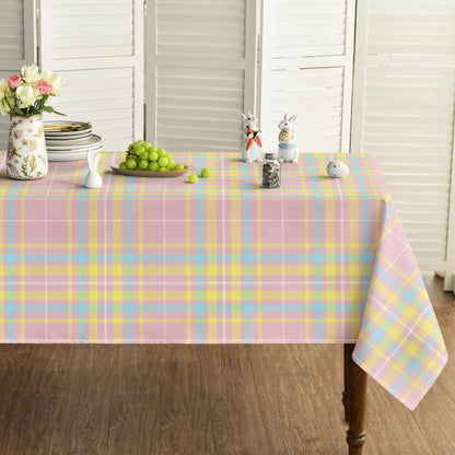 Horaldaily Easter Tablecloth 60×84 Inch Rectangular, Pink Buffalo Plaid Washable Seasonal Table Cover for Party Picnic Dinner Decor