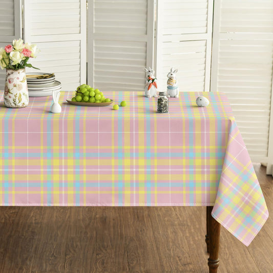 Horaldaily Easter Tablecloth 60×84 Inch Rectangular, Pink Buffalo Plaid Washable Seasonal Table Cover for Party Picnic Dinner Decor