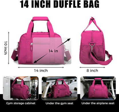 SeaRock 14 inch Small Gym Bag for Men & Women, Mini Duffle Bag with Shoe Compartment, Carry On Duffel Bag for Travel Sports, Rose Pink