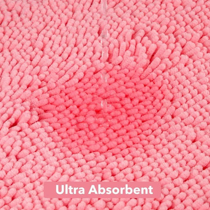 Yeaban Pink Bathroom Rugs 17"x24",Chenille Bath Mats,Absorbent and Washable Bath Rug Non-Slip, Extra Soft Rugs for Bathroom Floor,Tub,Shower and Sink