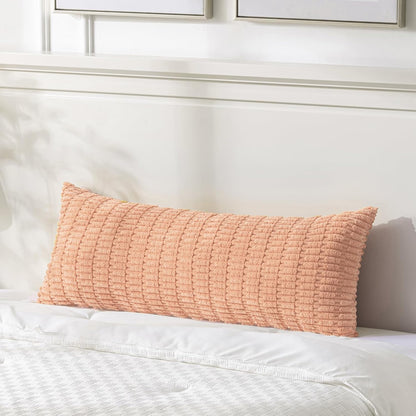 Fancy Homi Decorative Throw Pillow Covers for Bed Couch Bedroom Bench, Soft Corduroy Solid Pillow Case, Rustic Farmhouse Boho Room Decor,54" x 20" (Pack of 1),Peach