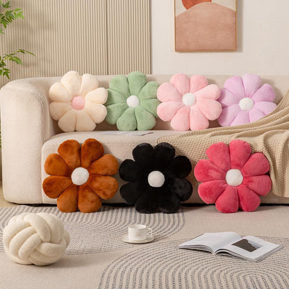 FIONOUT Pink Flower Pillow, 17.7In Daisy Pillow,Cute Floor Cushions, Room Decor & Flower Shaped Throw Pillows for Bed Couch Chair (45CM Pink)