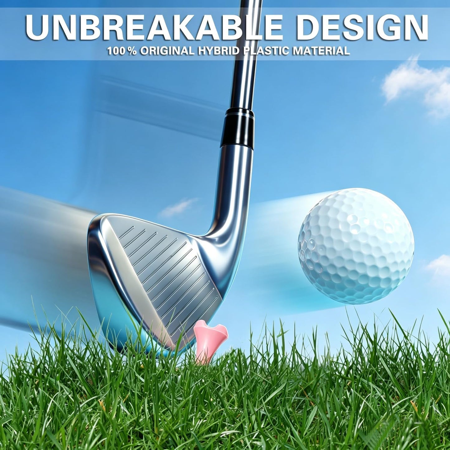 Stable & Durable Plastic Golf Tees 60Pcs Size 2-3/4 Inch or 3-1/4 Inch Packaged in Plastic Jar with Lid Available Pink White Blue Color