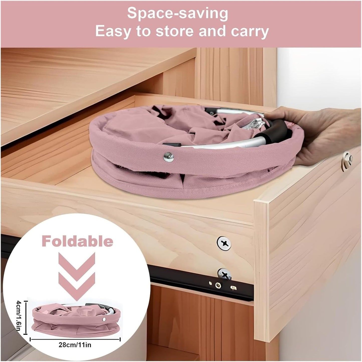 17L Cleaning Caddy with Handled – Foldable Storage Basket & Portable Multi-Purpose Bucket Bag for Home, Garden, Car & Office Supplies Organizer(Pink)