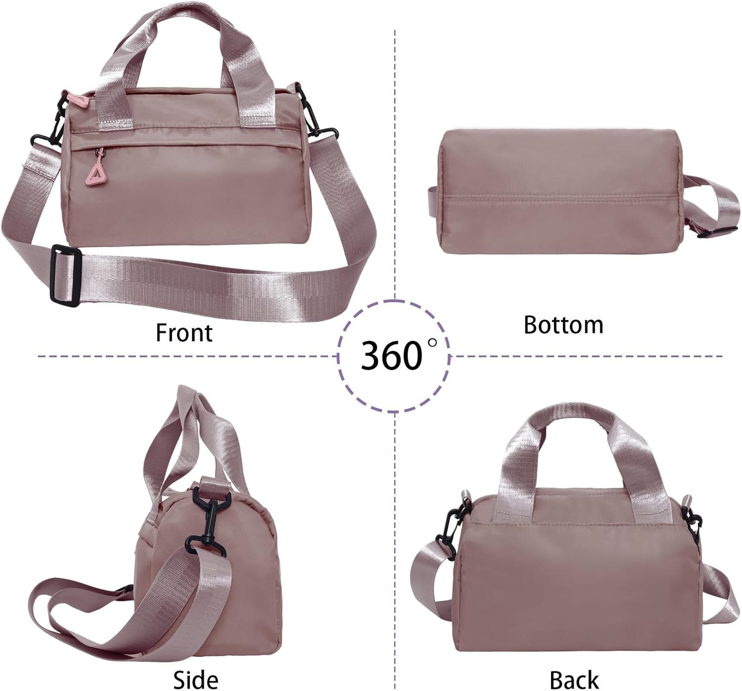 Mini Gym Bag Sport Bag Adjustable Small Duffle Bag Detachable Strap Gym Tote for Women Men Portable Fitness Shoulder Bag for Sports Travel (Pink)