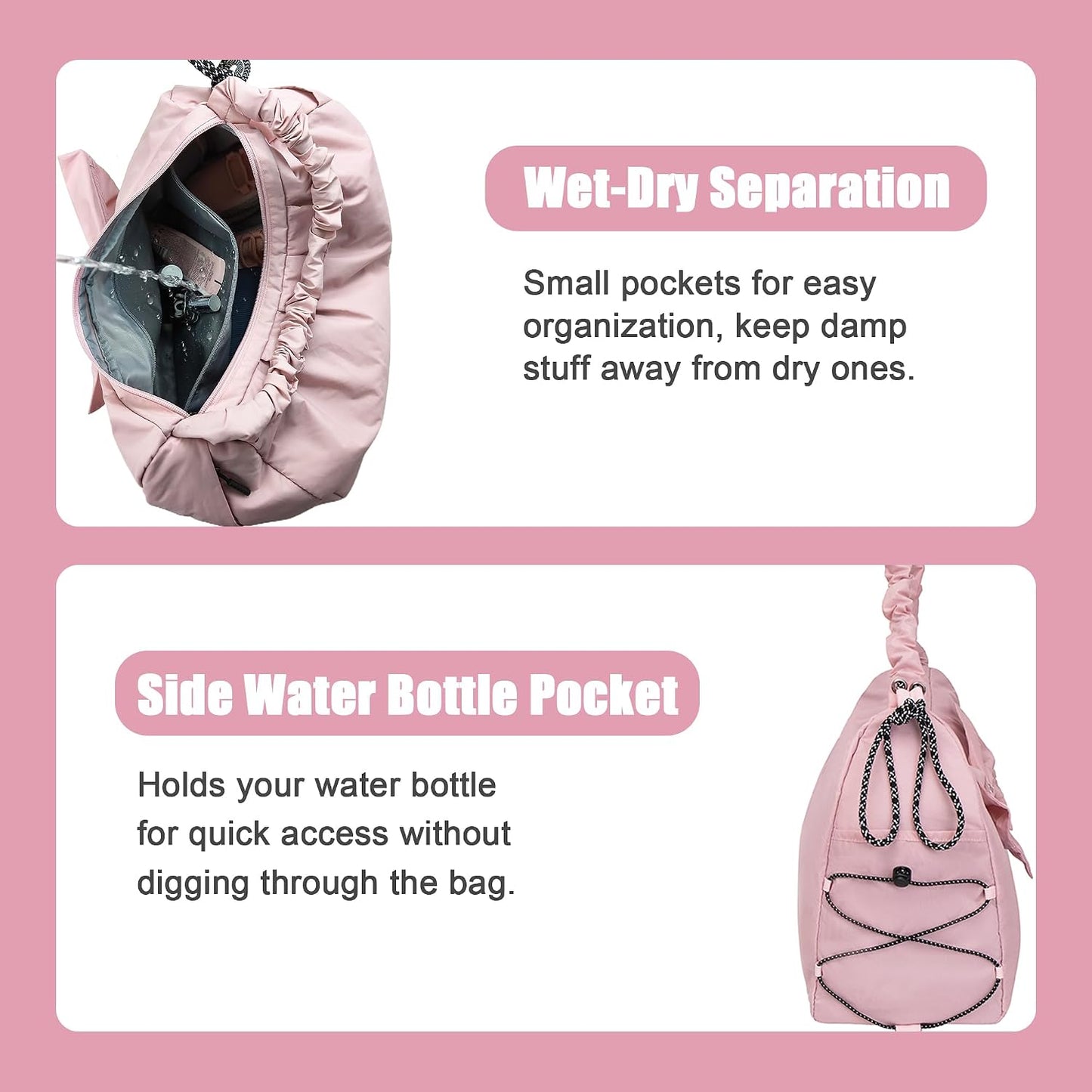 WOLT Gym Bag For Women, Yoga Mat Bag with Shoes Compartment, Wet Pocket and Water Bottle Pocket